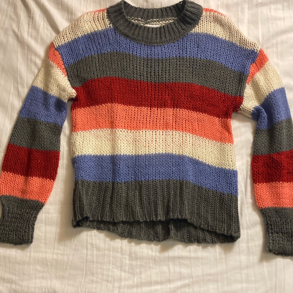 Multi-Color Horizontal Stripe Knit Sweater